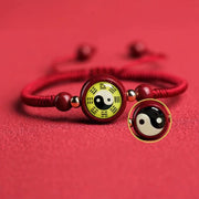 Buddha Stones Lucky Cinnabar Red String Yin Yang Symbol Bagua Blessing Bracelet Bracelet BS 4