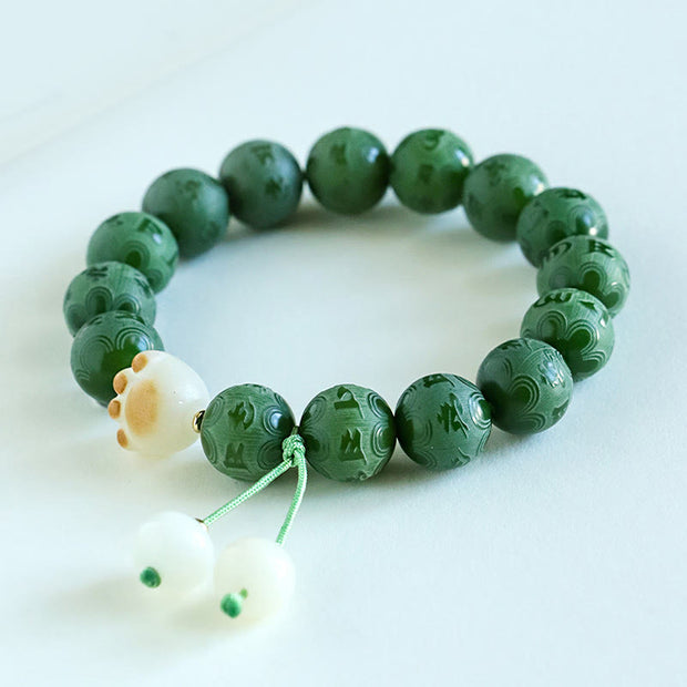 Buddha Stones Bodhi Seed Om Mani Padme Hum Carved Harmony Bracelet Bracelet BS 1