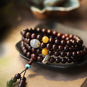 Buddha Stones 925 Sterling Silver Indian Small Leaf Red Sandalwood Hetian Gray Jade Amber Gold Star Bracelet