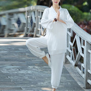 Buddha Stones Yoga Cotton Linen Clothing Uniform Meditation Zen Practice Women's Set Clothes BS 9