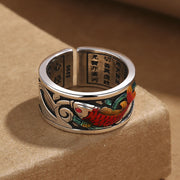 FREE Today: Bring Good Luck Koi Fish Heart Sutra Engraved Ring