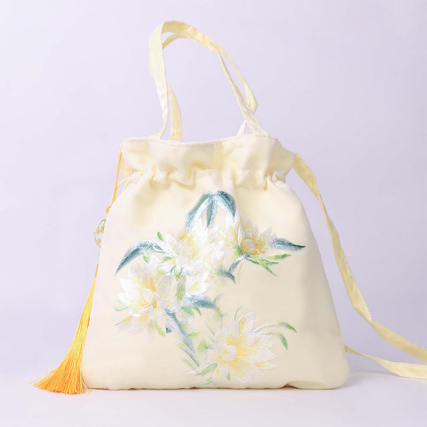 Buddha Stones Lotus Peony Epiphyllum Phoenix Suzhou Embroidery Cotton Linen Tote Crossbody Bag Shoulder Bag Handbag 1