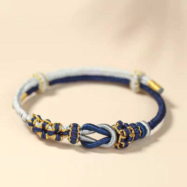 Buddha Stones Handmade Peach Blossom Knot Eight Thread Peace Knot Luck Protection Bracelet (Extra 35% Off | USE CODE: FS35) - Blue Gray(Wrist Circumference 15-19cm) - image 12