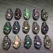Natural Rainbow Obsidian Laughing Buddha Inner Peace Necklace Pendant Necklaces & Pendants BS 11