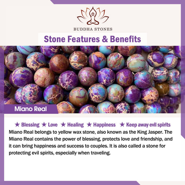 Buddha Stones Natural Purple Miano Real Stone Lotus Mala