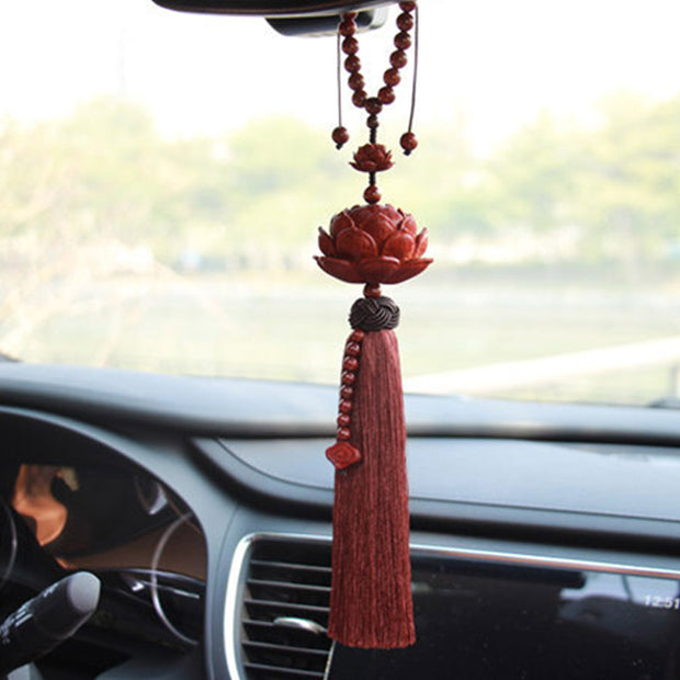 Buddha Stones Tibetan Small Leaf Red Sandalwood Lotus Luck Protection Tassel Decoration (Extra 35% Off | USE CODE: FS35) - image 4