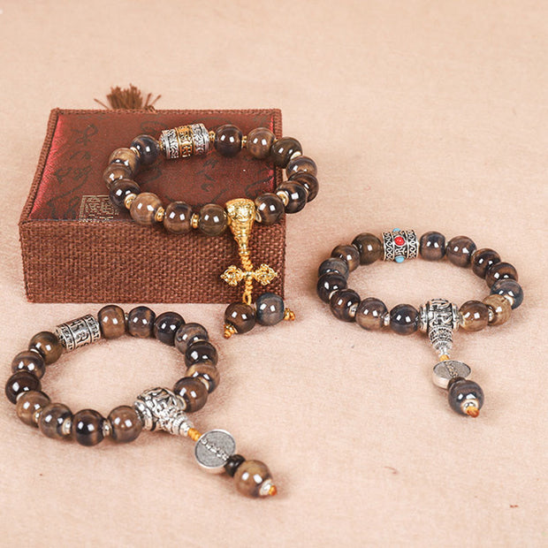 Buddha Stones Tibet Om Mani Padme Hum Prayer Wheel Dorje Vajra Engraved Glass Bead Wisdom Bracelet (Extra 35% Off | USE CODE: FS35) - image 1