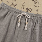 Buddha Stones Dragon Embroidery Pattern Tang Suit Short Sleeve Shirt Pants Men's Set Men's Meditation Cloth BS 10