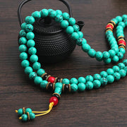 Buddha Stones Tibetan Turquoise Healing Mala Bracelet Mala Bracelet BS 7