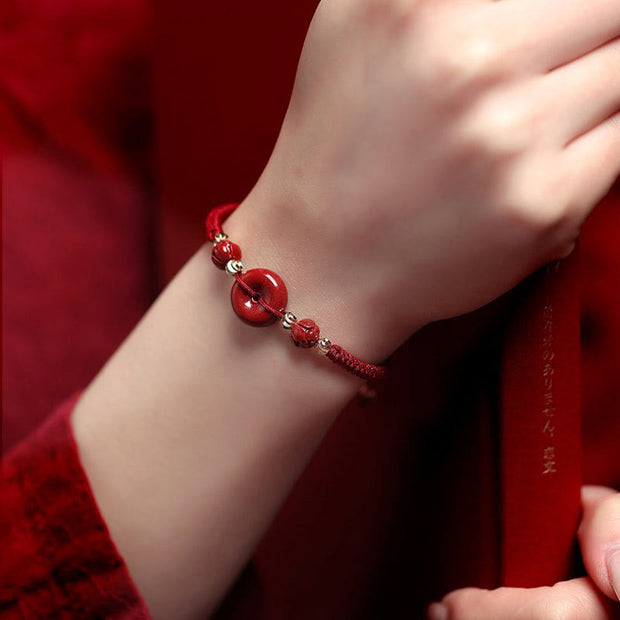 Buddha Stones Handmade Lotus Cinnabar Peace Buckle Blessing Braid Bracelet (Extra 35% Off | USE CODE: FS35) - image 3