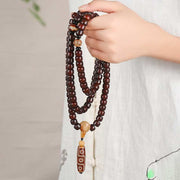 Buddha Stones 108 Mala Beads Three-eyed Dzi Bead Nine-eye Dzi Bead Jade Luck Bracelet