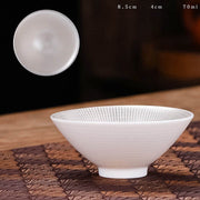 Buddha Stones Tibet Pattern Fu Character Gilt Silver Ceramic Teacup Kung Fu Tea Cups 55ml