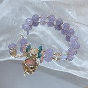 Buddha Stones Natural Purple Jade Fox Charm Happiness Bracelet 2