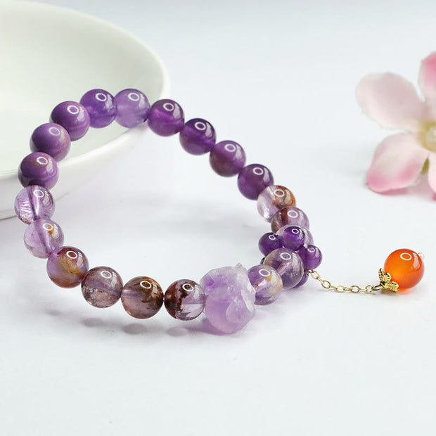 Buddha Stones Natural Amethyst Purple Phantom Gemstone Spiritual Awareness Bracelet