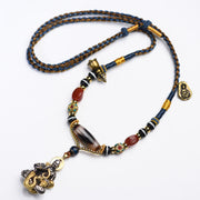 Buddha Stones Handmade Buddha Snake Skull Head Dzi Bead Serenity Rope Necklace Pendant (Extra 35% Off | USE CODE: FS35) - image 7