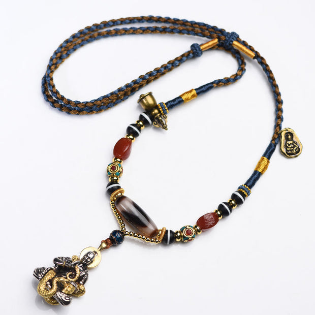 Buddha Stones Handmade Buddha Snake Skull Head Dzi Bead Serenity Rope Necklace Pendant (Extra 35% Off | USE CODE: FS35) - image 7