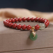 Buddha Stones Lucky Cinnabar Peace Buckle Blessing Bracelet