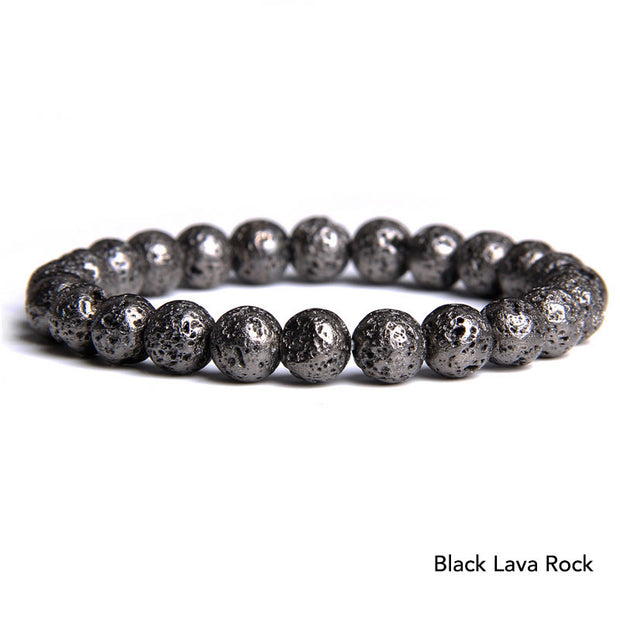Natural Agate Stone Crystal Balance Beaded Bracelet Bracelet BS Black Lava Rock