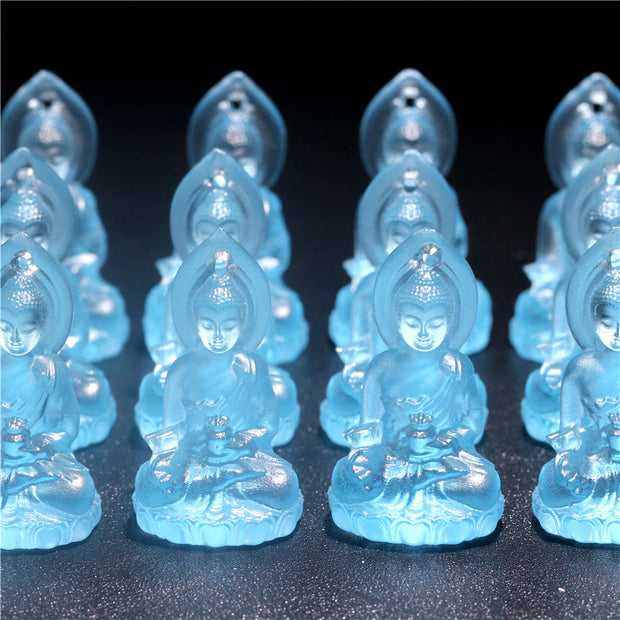 Buddha Stones Blue Tathagata Buddha Medicine Buddha Liuli Crystal Serenity Amulet Necklace Pendant - image 14