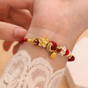 Buddha Stones Peach Blossom Happiness Charm Luck Red String Bracelet Bracelet BS 4