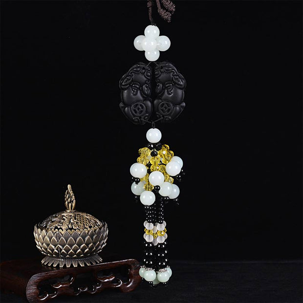 Buddha Stones FengShui Jade PiXiu Harmony Car Pendant Decoration (Extra 30% Off | USE CODE: FS30) - image 3