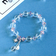 Buddha Stones White Crystal Pink Crystal Protection Star Charm Bracelet 3