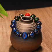 Buddha Stones Tibetan Five God of Wealth Thangka Liuli Glass Bead Chinese Zodiac Protection Bracelet (Extra 35% Off | USE CODE: FS35) - Blue God of Wealth(Rat/Pig) - 14mm - image 5