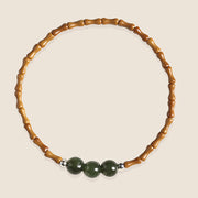 Buddha Stones Natural Olive Pit Bamboo Pattern Hetian Jade Beads Luck Bracelet14