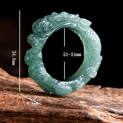 Buddha Stones Natural Jade Dragon Success Ring Ring BS 9