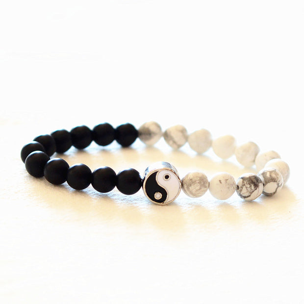 Buddha Stones 3pcs Natural White Turquoise Frosted Stone Bead Yin Yang Wealth Bracelet (Extra 35% Off | USE CODE: FS35) - image 5