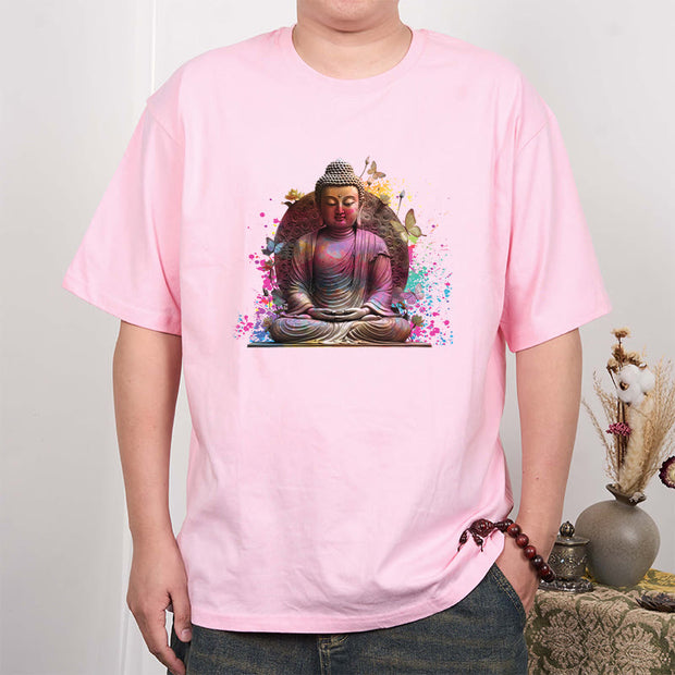 Buddha Stones Butterfly Meditation Buddha Tee T-shirt T-Shirts BS 11