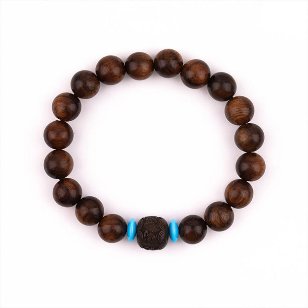 Buddha Stones Natural Rosewood Round Beads Cure Bracelet