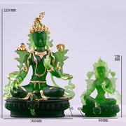 Buddha Stones Bodhisattva Green Tara Handmade Liuli Crystal Art Piece Protection Home Office Statue Decoration