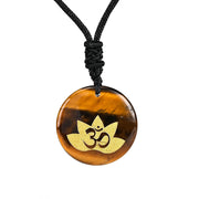Buddha Stones OM Lotus Symbol Various Crystal Amethyst Tiger Eye Healing Necklace Pendant 4