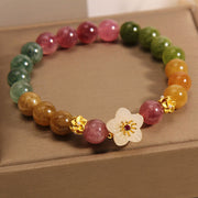 Buddha Stones Colorful Tourmaline Jade Flowers Love Bracelet Bracelet BS 4
