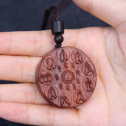 Buddha Stones Lightning Struck Jujube Wood Yin Yang Bagua Mountain Ghosts Spend Money Protection Necklace Pendant Necklaces & Pendants BS 9