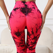Buddha Stones Tie Dye Print Sports Fitness Exercise Seamless High Waist Leggings Women's Yoga Pants
