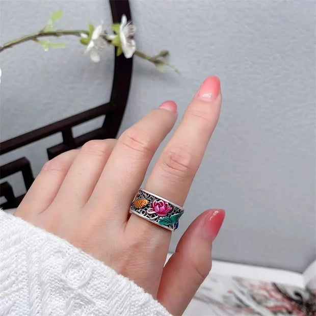 FREE Today: Courage And Perseverance Copper Lotus Heart Sutra Koi Fish Ring FREE FREE 13