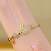 Year of the Rabbit Red Agate Jade Bunny Confidence String Bracelet