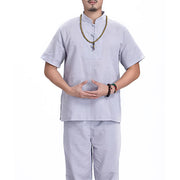 Buddha Stones Spiritual Zen Meditation Prayer Practice Cotton Linen Clothing Men's Set