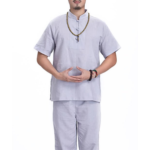 Buddha Stones Spiritual Zen Meditation Prayer Practice Cotton Linen Clothing Men's Set