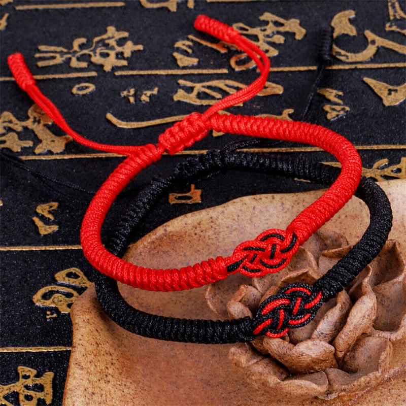 Buddha Stones 2Pcs Tibetan Luck Chinese Knot Protection String Bracele ...