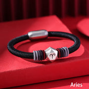 Buddha Stones 999 Sterling Silver 12 Constellations of the Zodiac Blessing Handmade String Bracelet (Extra 35% Off | USE CODE: FS35) - Aries - image 2