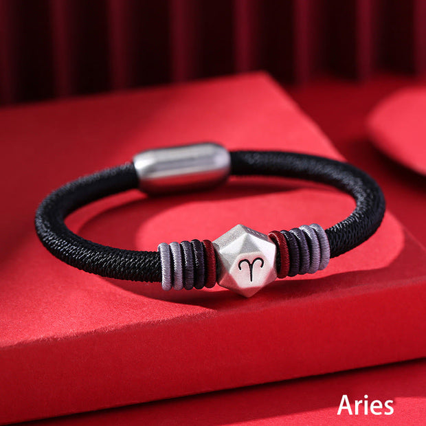 Buddha Stones 999 Sterling Silver 12 Constellations of the Zodiac Blessing Handmade String Bracelet (Extra 35% Off | USE CODE: FS35) - Aries - image 2