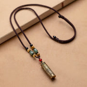 Buddhastoneshop Tibet Om Mani Padme Hum Agate Shurangama Sutra Protection Necklace Pendant Necklaces & Pendants BS 3