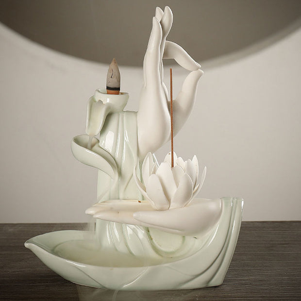 Buddha StonesTibetan Lotus Blessing Incense Burner Decoration (Extra 30% Off | USE CODE: FS30) - image 8