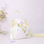 Buddha Stones Embroidered Osmanthus Peony Grape Cat Cotton Linen Tote Crossbody Bag Shoulder Bag Handbag Crossbody Bag BS 1