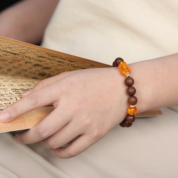 Buddha Stones Natural Phoebe Zhennan Wood Om Mani Padme Hum God Of Wealth Crystal Protection Bracelet (Extra 40% Off | USE CODE: FS40) - image 4