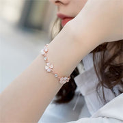 Buddha Stones Pink Crystal Four Leaf Clover Love Chain Bracelet