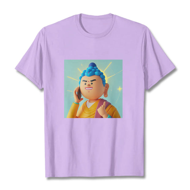 Buddha Stones Funny Cartoon Buddha Tee T-shirt T-Shirts BS Plum 2XL